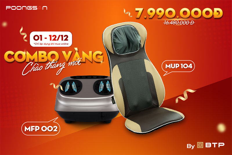 combo vàng chào tháng mới ghế massage Poongsan